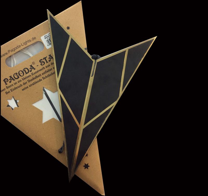 Samia Black/Gold - Foldable glowing star, paper poinsettia with 7 points, 60 cm